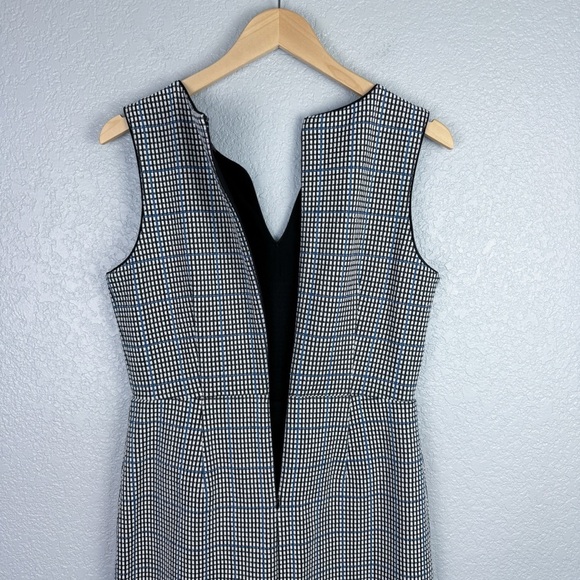 Ann Taylor Plaid Knit Sheath Dress 4 - Split Neck, Sleeveless, Office Siren - Picture 6 of 9